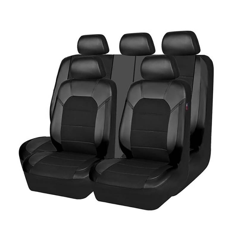 XATHKJOE 9 Stück Autositzbezüge Sitzbezug aus PU-Leder, für Dacia Solenza/Spring Electric/Spring Electric 2000-2023 Auto Sitzbezüge,Auto Zubehör Innenraum,Wasserdichter,A-Black von XATHKJOE