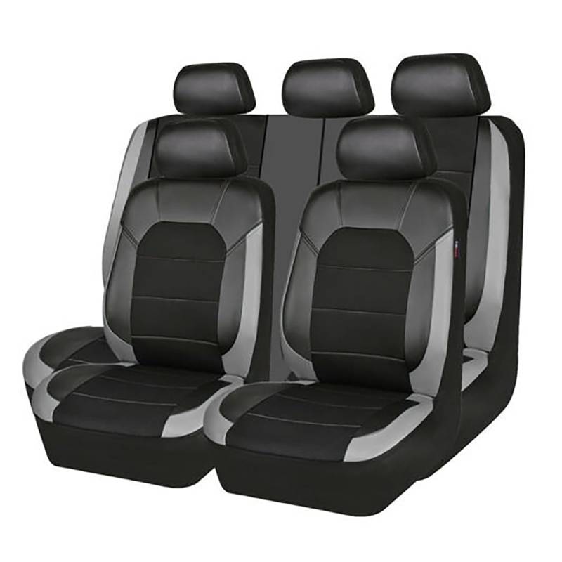 XATHKJOE 9 Stück Autositzbezüge Sitzbezug aus PU-Leder, für Hyundai i10 i-10 / i10 N Line 2000 2021 2022 2023 2024 Auto Sitzbezüge,Auto Zubehör Innenraum,Wasserdichter,C-Grey von XATHKJOE