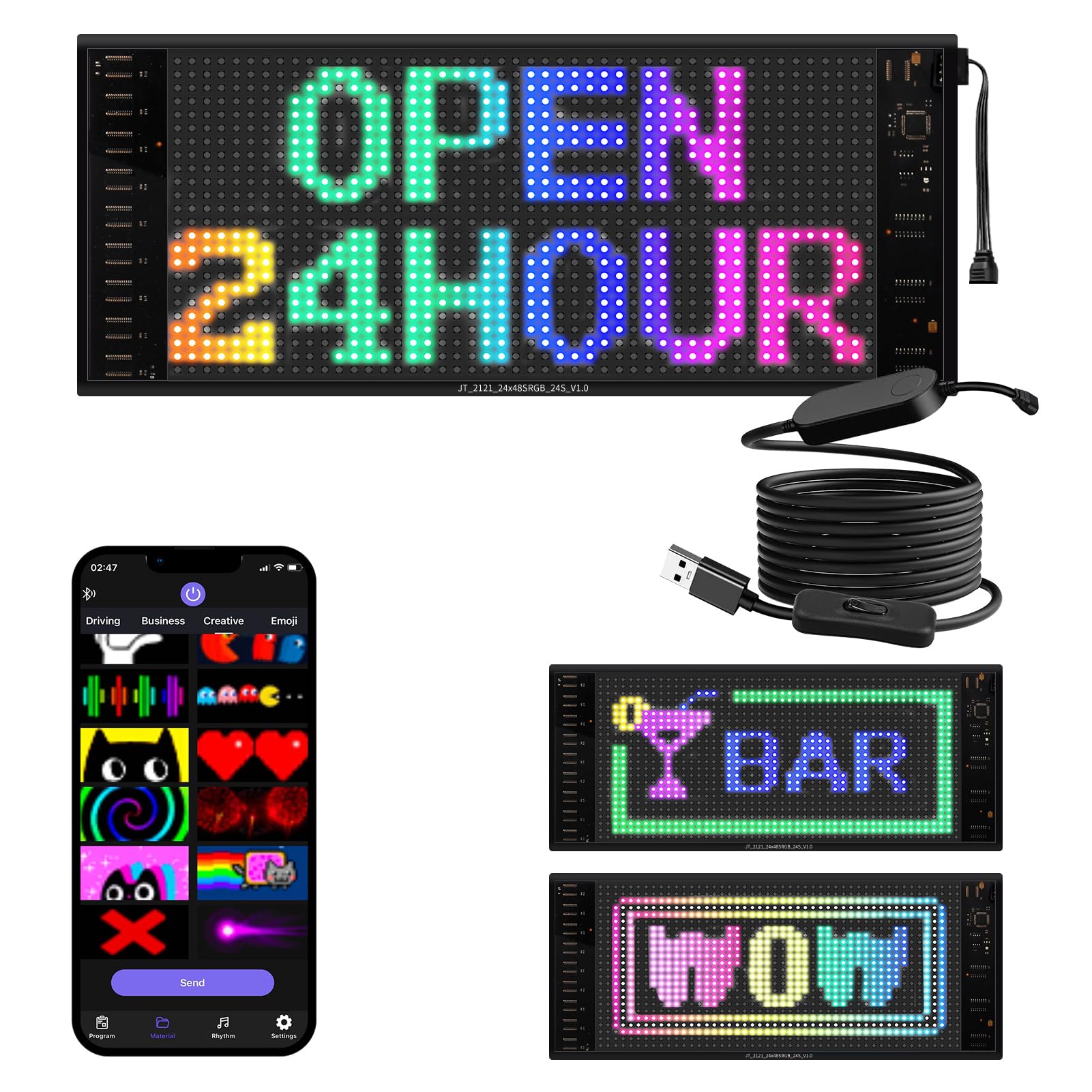XAXVSTS Programmierbar LED Leuchtschild Dislplay | 27 X 12cm | Led Anzeigetafel mit Bluetooth-App | Zweireihige led Laufschrift USB 5V | Vielseitig für Auto, LKW, Werbung & Party-Deko XAXVSTS Programmierbar LED Leuchtschild Dislplay | 27 X 12cm | Led Anzeigetafel mit Bluetooth-App | Zweireihige led Laufschrift USB 5V | Vielseitig für Auto, LKW, Werbung & Party-Deko von XAXVSTS