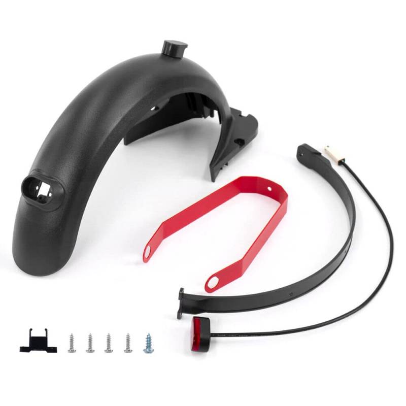 XBERSTAR Kotflügel-Set Hinten Kompatibel Mit Ninebot Max G30 Elektro-Scooter - Hintere Schutzblech Und Kotflügelhalterung Ersatzzubehör (Schwarz + Rot) von XBERSTAR