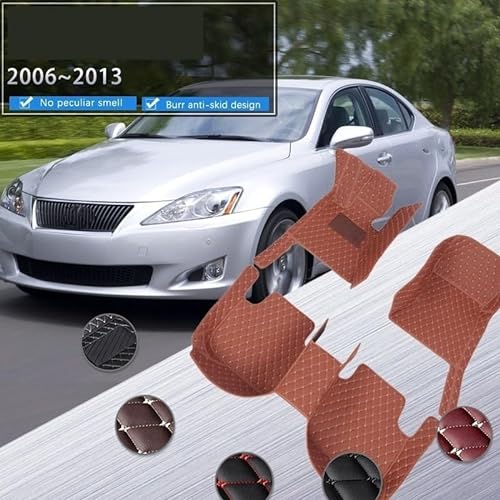 Auto Fußmatten Auto-Fußmatten Für Lexus is XE20 IS250 300h 200d 220d 2006~2013 Lederschutzpolster Anti-Schmutz-Pad Antirutschmatten Auto (Farbe : Schwarz) von XBOXUN