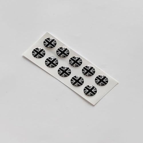 10 STK. 10mm britische Flagge Auto Emblem Aufkleber für Mini Cooper R50 R52 R53 R56 R57 (10pcs.graue) von XCBW