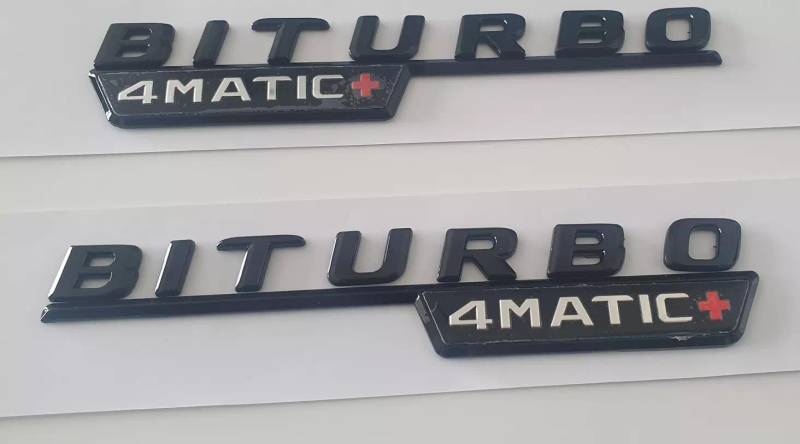 2 Pcs 3D BITURBO 4 Matic Auto Emblem Badge Logo glänz schwarz von XCBW