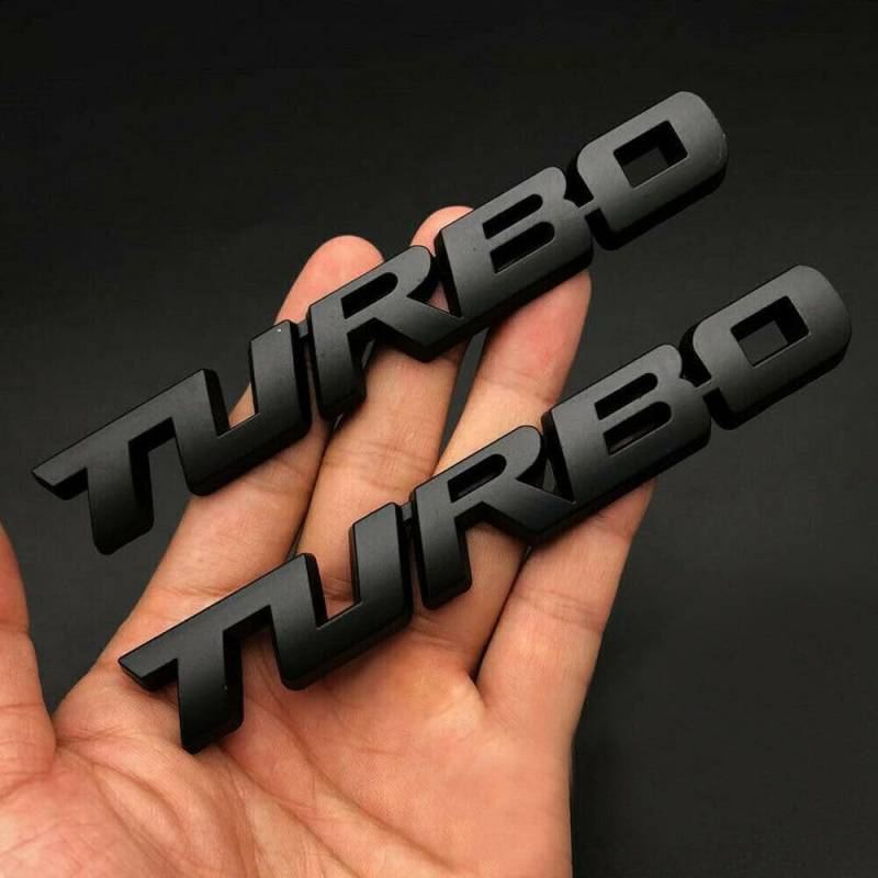 2 STK. Turbo Logo schwarz Metal Car Body Sticker Auto Emblem Badge 3D von XCBW