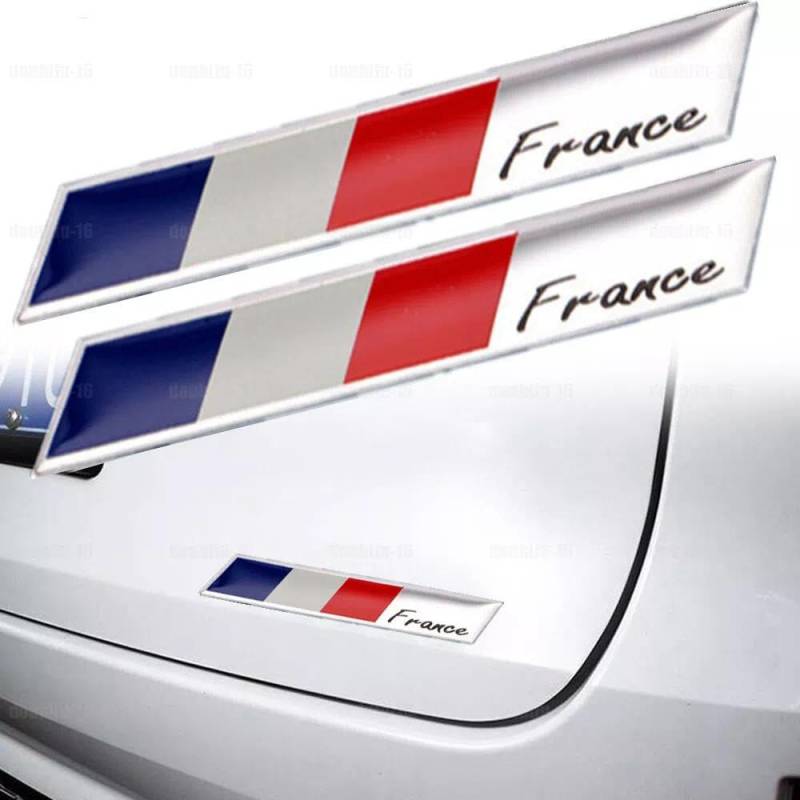 2X Aufkleber Emblem französische Flagge Kennzeichen Auto Abzeichen Metall Zubehör von XCBW