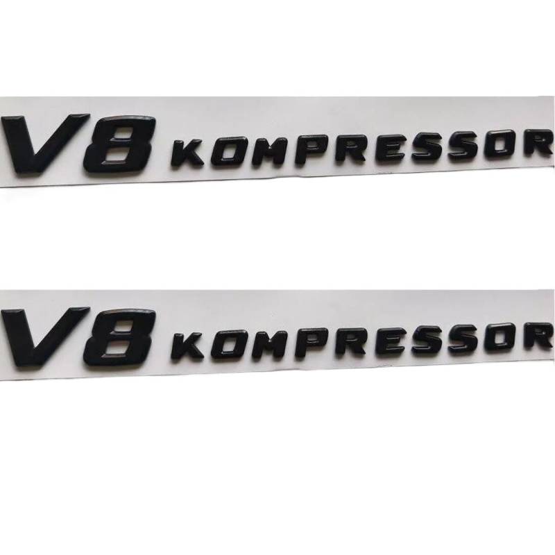 2X Glänzend Schwarz Für V8 Kompressor Emblem Abzeichen Badge Sticker Aufkleber passend für Mercedes Benz von XCBW