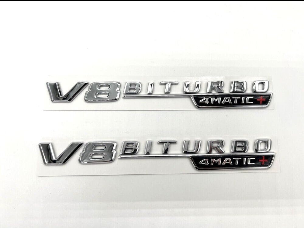 2X V8 Biturbo 4 Matic+ Chrom Emblem Schriftzug Kotflügel Aufkleber für Mercedes Benz 2X V8 Biturbo 4 Matic+ Chrom Emblem Schriftzug Kotflügel Aufkleber für Mercedes Benz von XCBW