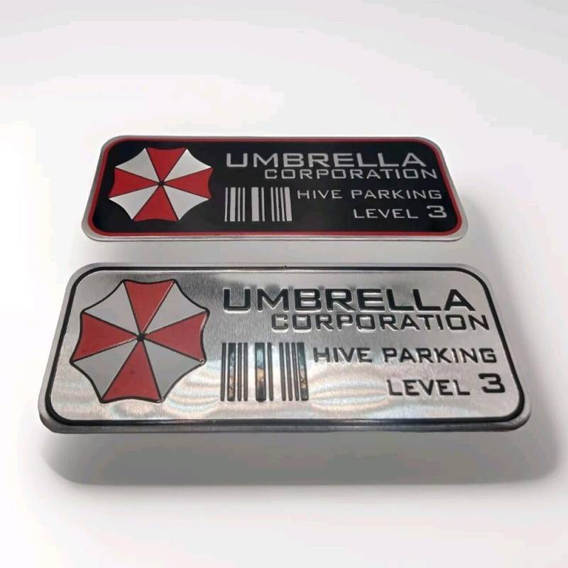 3D 2X Umbrella Corporation Auto Emblem Aluminium Aufkleber 10cm Lang 4cm Hoch Sticker von XCBW