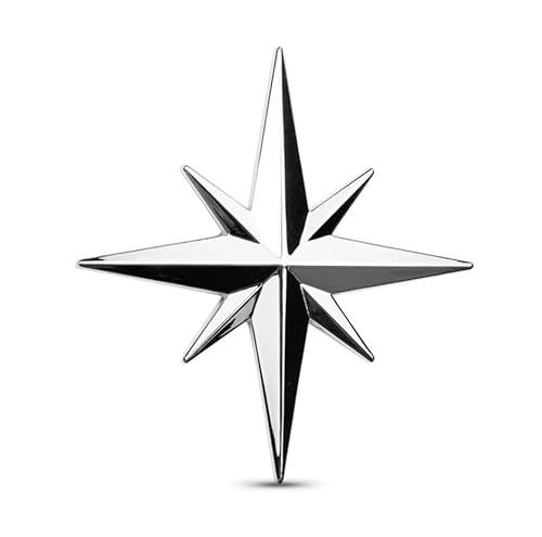3D Metall Windrose Kompassrose Sticker Chrom Emblem Aufkleber 6,5 x 6 cm Silber von XCBW