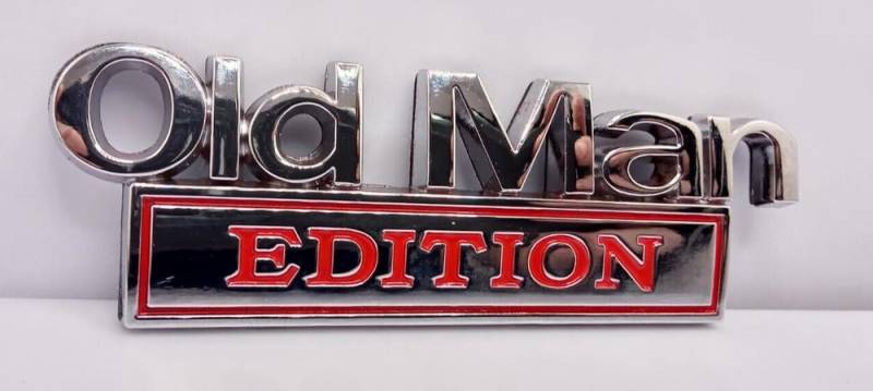 3D Old Man Edition Auto Aufkleber Metall Logo Emblem Sticker KFZ Rentner Silber von XCBW