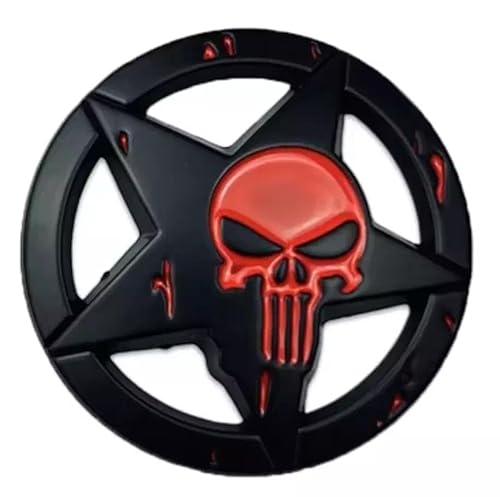 3D Punisher Skull Stern Metall Emblem Badge Aufkleber Auto Kfz Sticker (Schwarz Rot) von XCBW