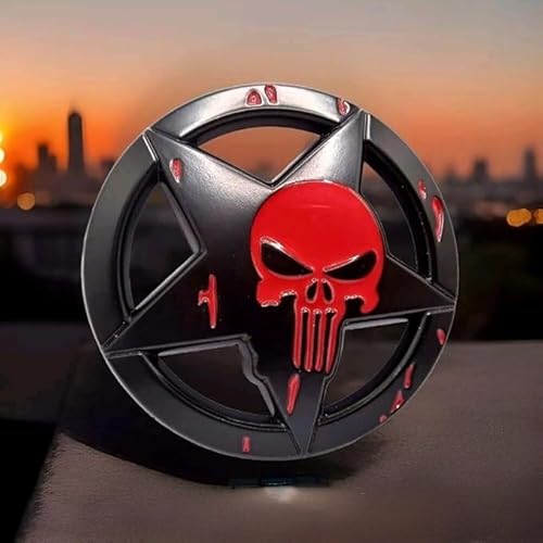 3D Skull Stern Metall Emblem Badge Aufkleber Auto Punisher Kfz Sticker passend für Jeep Land Rover (Schwarz Rot) von XCBW