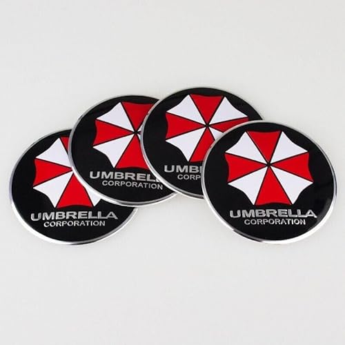 4 Auto Emblem Nabendeckel Umbrella Corporation Aufkleber Sticker Radkappe Radnabe Lara 56mm von XCBW