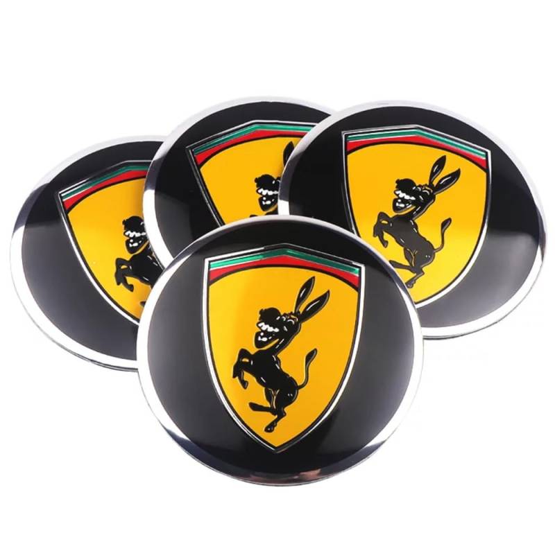 4 Nabendeckel Auto Emblem Set Esel Aufkleber Sticker Radkappe Radnabe Reifen Auto 56mm für Ferrari von XCBW