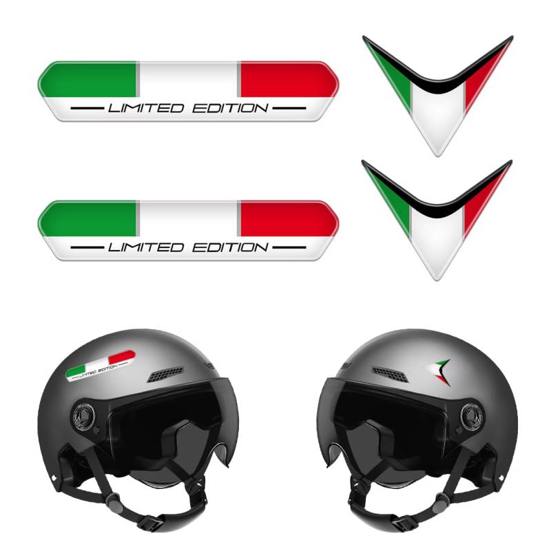 4 STK Aufkleber mit Italienischer Flagge Motorrad Helm Auto Abzeichen Emblem Auto Aufkleber Dekoration Trikolore Italien Sticker für Alfa Romeo BMW Benz Auto Rennen Moto Motorradhelme Fahrrad von XCBW