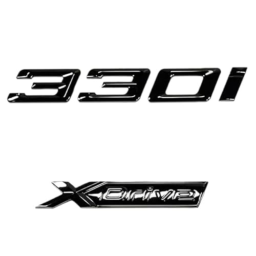 Für 3-Serie Glänzendes Schwarzes Auto Emblem 330i+XDrive Abzeichen 330i Aufkleber passend für BMW von XCBW