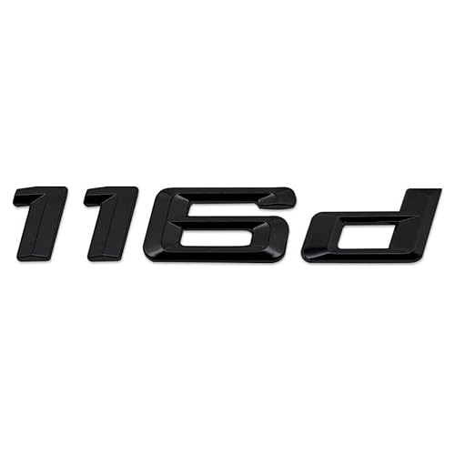 Glanz schwarz 116d Auto Buchstaben Emblem 116 D Badge Nummer Kofferraum Gepäckabzeichen Abzeichen Passend für BMW von XCBW