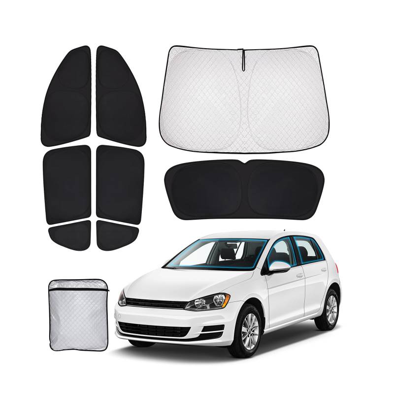 XCBYT Auto Sonnenschutz Frontscheibe Seitenscheibe für VW Golf 7 2015-2021, Windschutzscheibe Heckscheibe Autoscheiben Sonnenschutz Fenster Verdunkelung, Sichtschutz Vorhang Hitzeschutz Camping von XCBYT