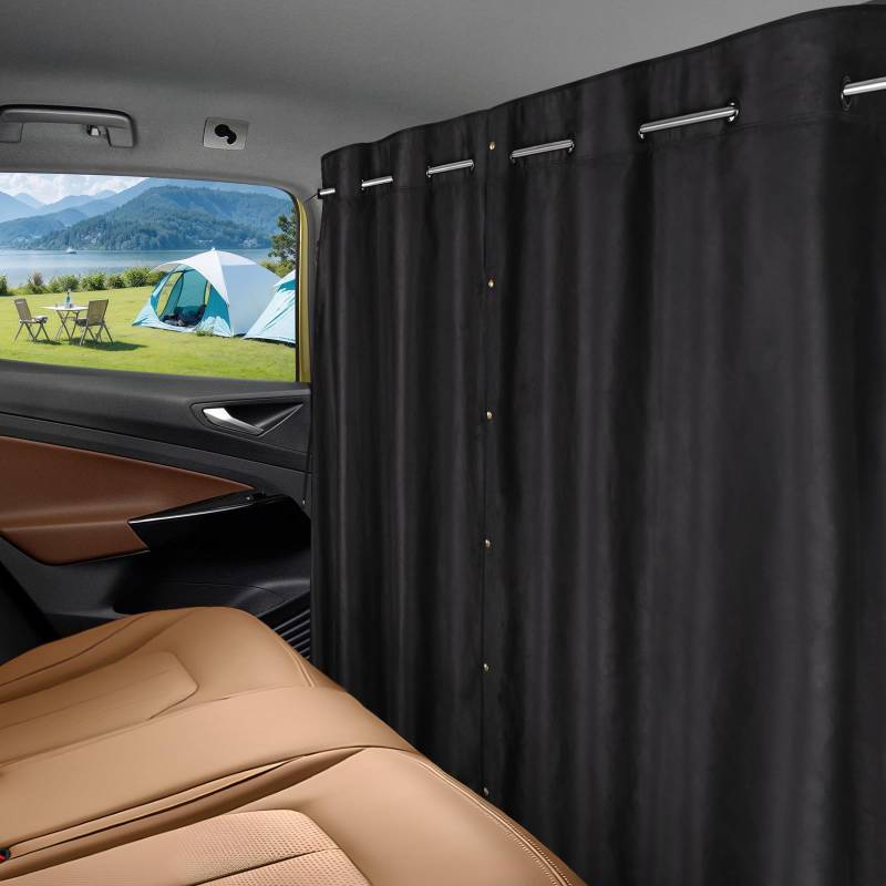 XCBYT Auto Trennvorhänge Sonnenschutz,Abnehmbarer Trennvorhang Camping Auto Vorhang Innen, Privatsphäre Schützen Auto Hinten Verdunkelung Camper Vorhang für Alle Auto Reisen, 160 * 106cm von XCBYT