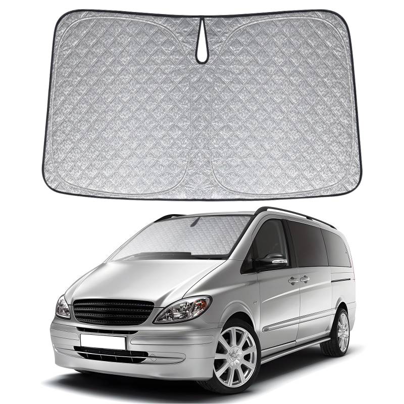 XCBYT Sonnenschutz Auto Frontscheibe Innen Kompatibel mit Mercedes-Benz Vito 2014-2024, Verdickt Sonnenblende Frontscheibenabdeckung, Faltbare Windschutzscheibe Abdeckung, UV-Schutz von XCBYT