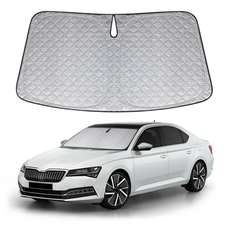 XCBYT Sonnenschutz Auto Frontscheibe für Skoda Superb 2016-2024, Verdickt Sonnenblende Frontscheibenabdeckung, Faltbare Windschutzscheibe Abdeckung, UV-Schutz von XCBYT