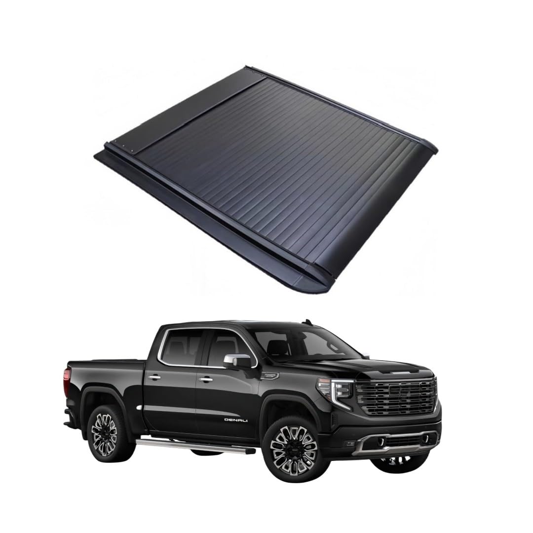 XCVKBA Einziehbare Ladeflächenabdeckung aus Aluminium, kompatibel mit GMC SIERRA Denali Ultimate 4WD 2022–2025, Ladeflächenabdeckung mit Schloss, langlebiges Zubehör for die Rückabdeckung von LKWs(Ele XCVKBA Einziehbare Ladeflächenabdeckung aus Aluminium, kompatibel mit GMC SIERRA Denali Ultimate 4WD 2022–2025, Ladeflächenabdeckung mit Schloss, langlebiges Zubehör for die Rückabdeckung von LKWs(Ele von XCVKBA