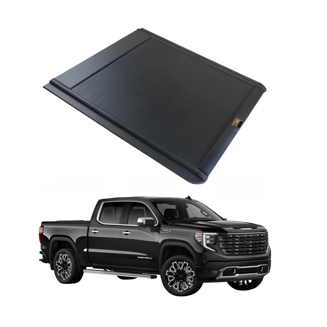 XCVKBA Einziehbare Ladeflächenabdeckung aus Aluminium, kompatibel mit GMC SIERRA Denali Ultimate 4WD 2022–2025, Ladeflächenabdeckung mit Schloss, langlebiges Zubehör for die Rückabdeckung von LKWs(Com XCVKBA Einziehbare Ladeflächenabdeckung aus Aluminium, kompatibel mit GMC SIERRA Denali Ultimate 4WD 2022–2025, Ladeflächenabdeckung mit Schloss, langlebiges Zubehör for die Rückabdeckung von LKWs(Com von XCVKBA