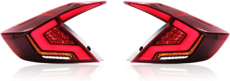 XDDHH Auto Rückleuchten Rücklicht Für Civic 10 2016-2020 Autozubehör Signallicht Hinten Umkehrung Rücklicht Set Links Zubehör,A/red von XDDHH