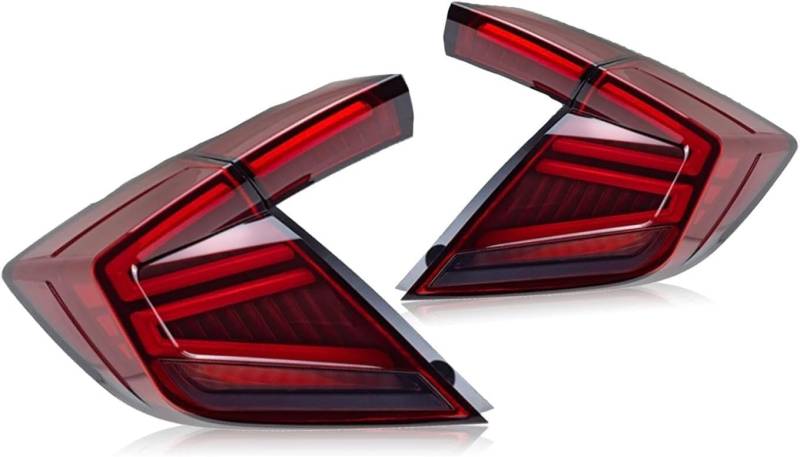 XDDHH Auto Rückleuchten Rücklicht Für Civic Tipo R 10 Hatchback 2016-2021 Autozubehör Signallicht Hinten Umkehrung Rücklicht Set Links Zubehör,A/red von XDDHH