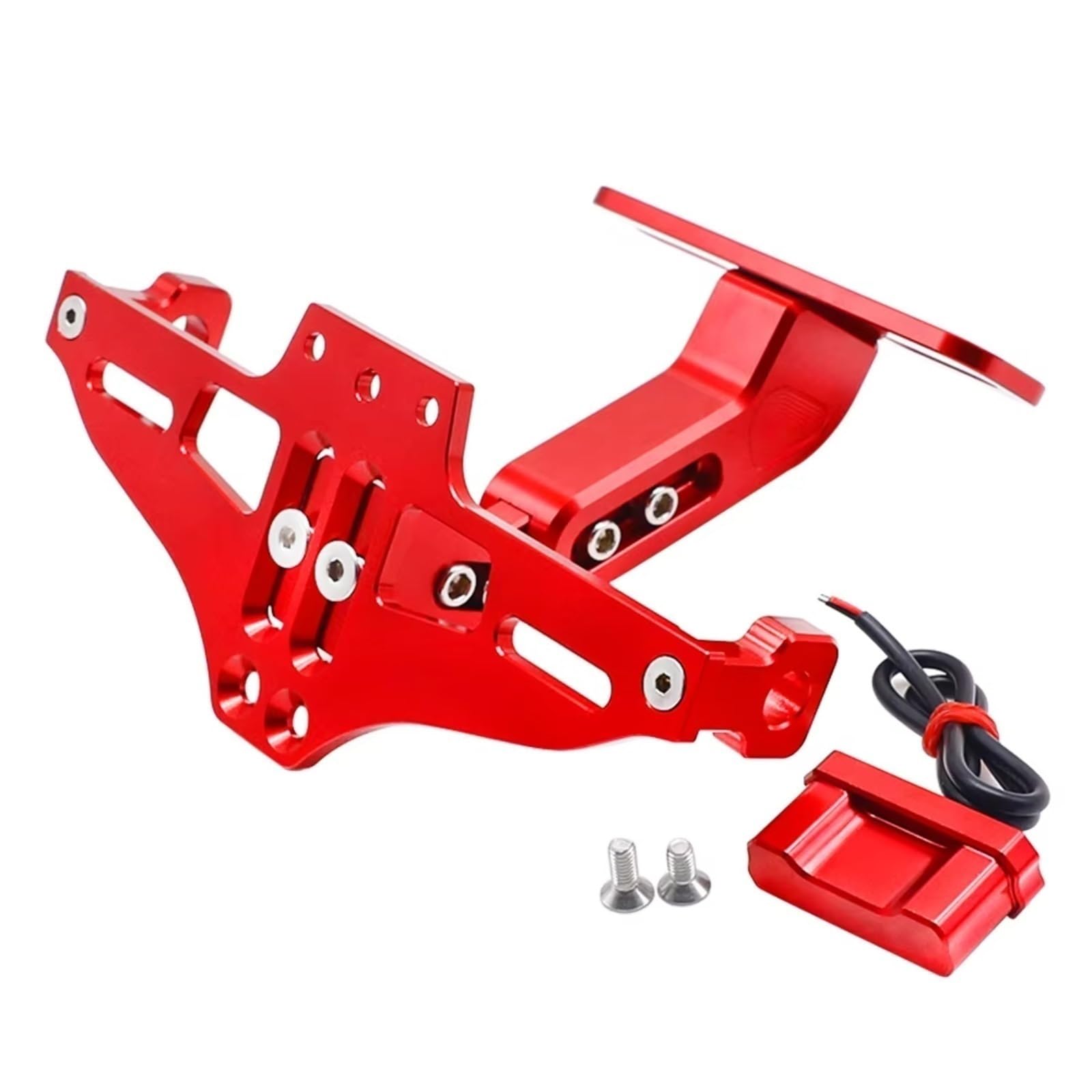 XDETGOK Kennzeichenhalter Kompatibel Mit Ducati Für Monster937 Für Monster 937 SP 2021 2022 2023 2024 CNC-Motorrad-Hinterrad-Kennzeichenhalterung Halter Blinker(Red) von XDETGOK