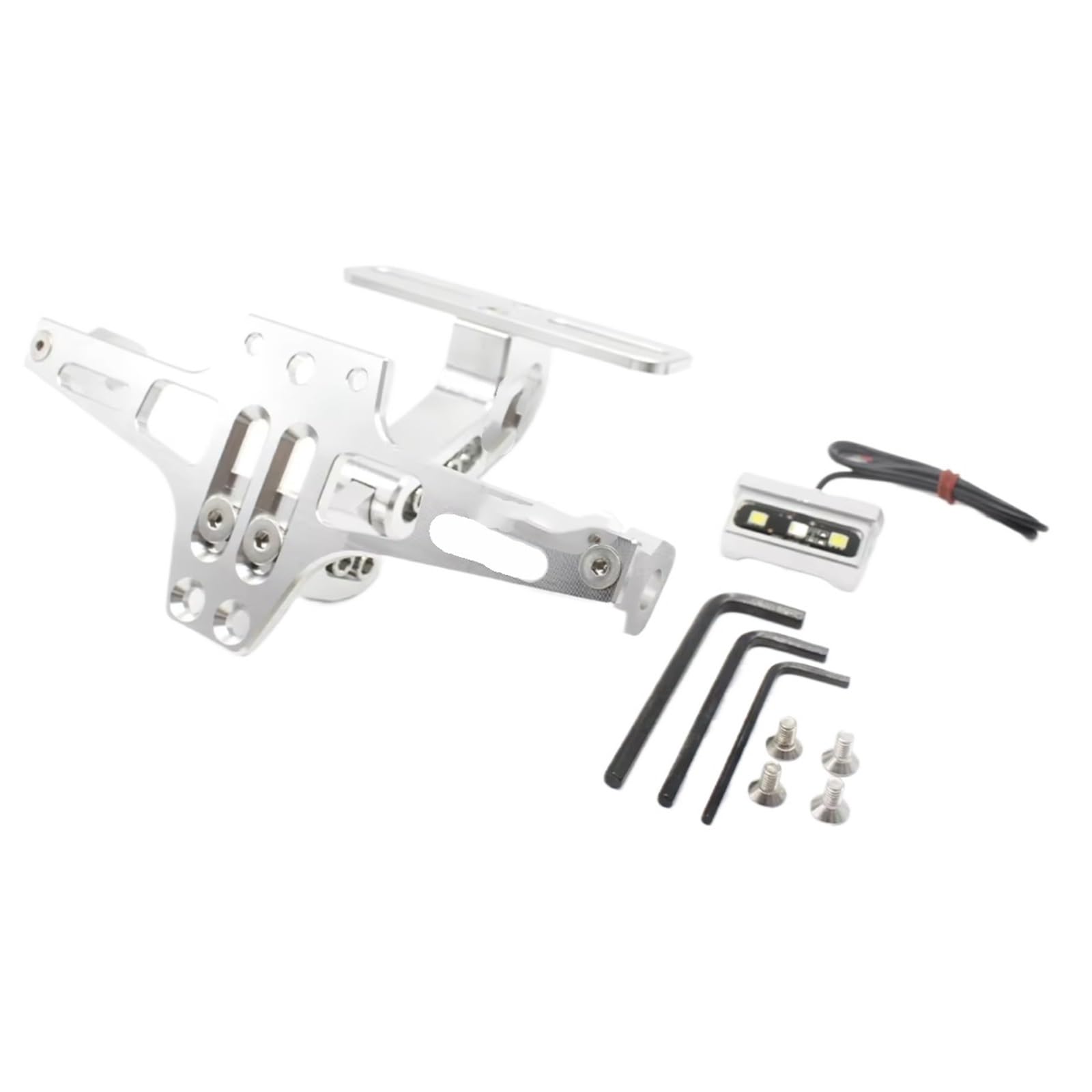 XDETGOK Kennzeichenhalter Kompatibel Mit Für Z750 Für Z800 Für Z900 Für Z1000 Für NINJA400 Motorrad, Einstellbar Für Eliminator-Kennzeichenhalter Hinten(Silver) von XDETGOK