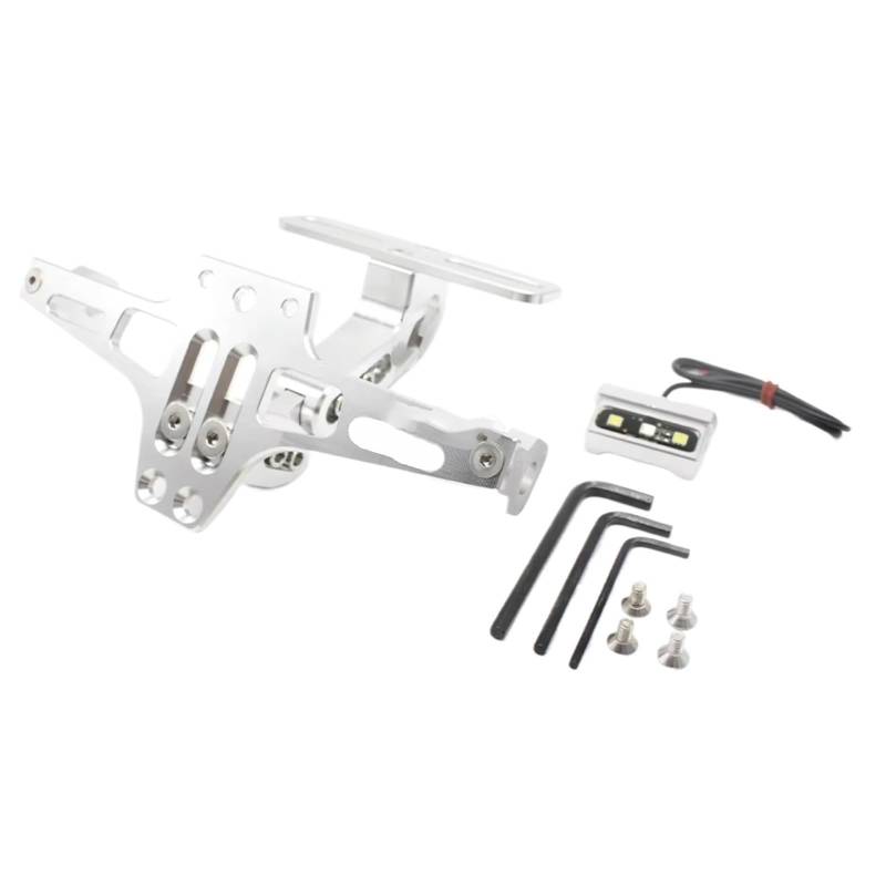 XDETGOK Kennzeichenhalter Kompatibel Mit Für Z750 Für Z800 Für Z900 Für Z1000 Für NINJA400 Motorrad, Einstellbar Für Eliminator-Kennzeichenhalter Hinten(Silver) von XDETGOK