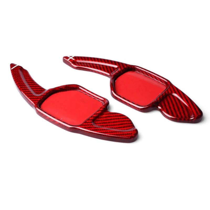 XDETGOK Lenkradpaddel Kompatibel Mit A4L A7 Q5 S6 S7 2013 2014 2015 2016 Carbonfaser-Autoinnenausstattung Lenkrad-Schaltwippenverlängerung Schalthebelverlängerung Schaltabdeckung(Red) von XDETGOK