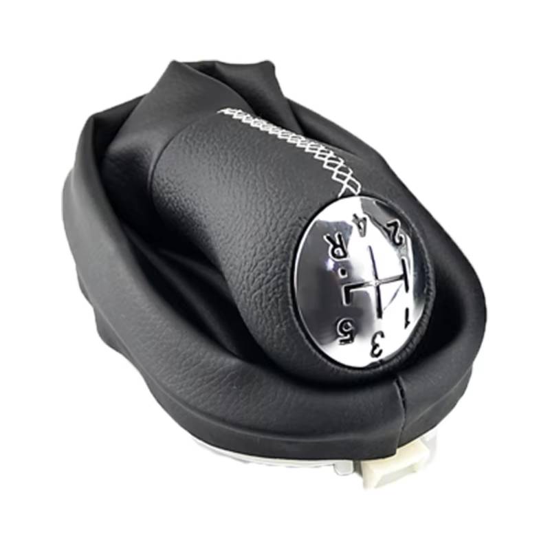 XDETGOK Schaltknäufe Kompatibel mit Megane II 2002-2009, Scenic II 2003-2006, 5-Gang-Leder-Schaltknauf, Schalthebelmanschette, Innenausstattung(White) von XDETGOK