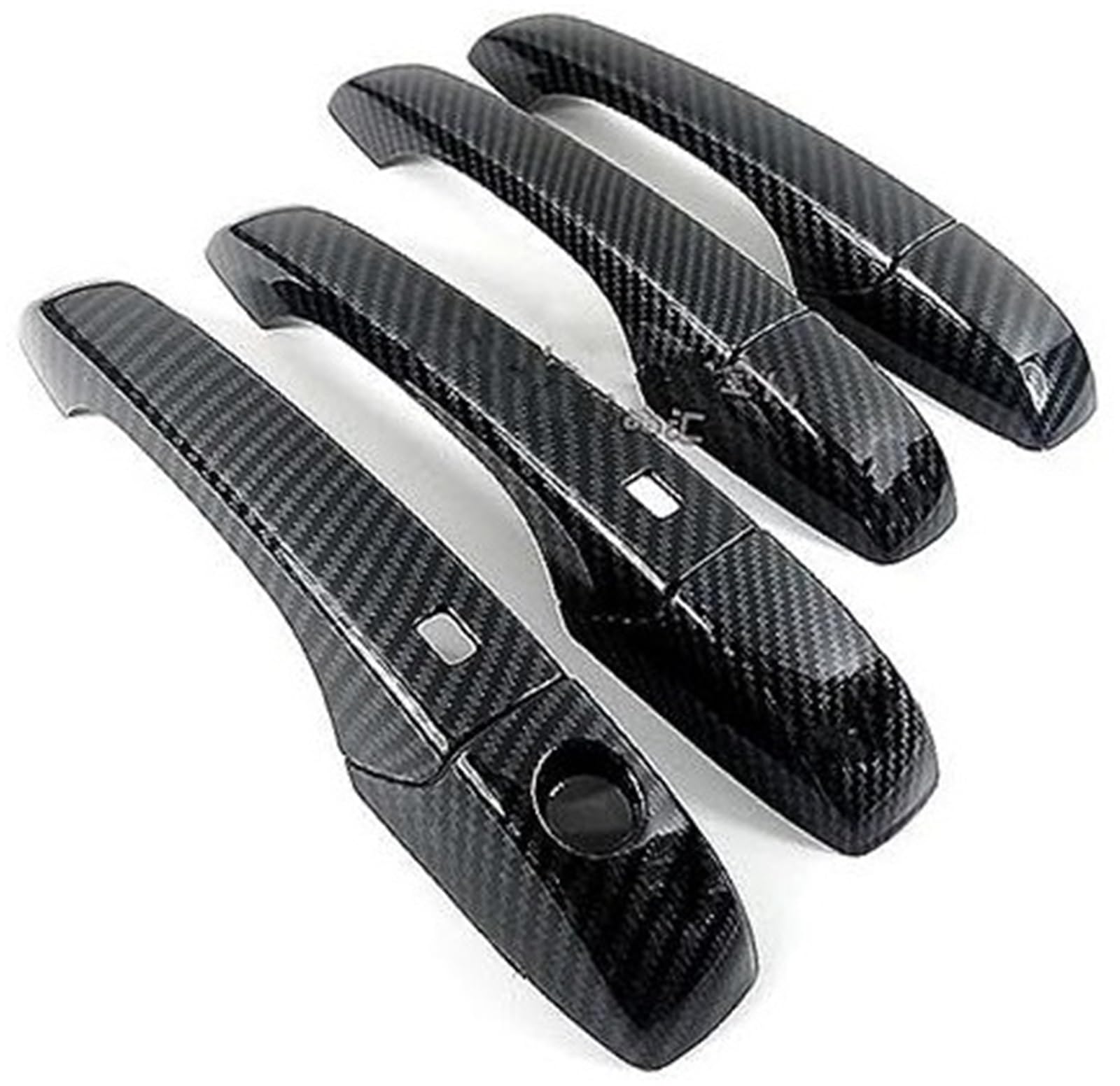 XEBRAD, for Jeep, Grand Cherokee 2011–2018, Neue Kohlefaser-Chrom-Autotürgriffabdeckung, Zieraufkleber, Autozubehör Autotürgriffabdeckung(Black 2 Buttons) von XEBRAD