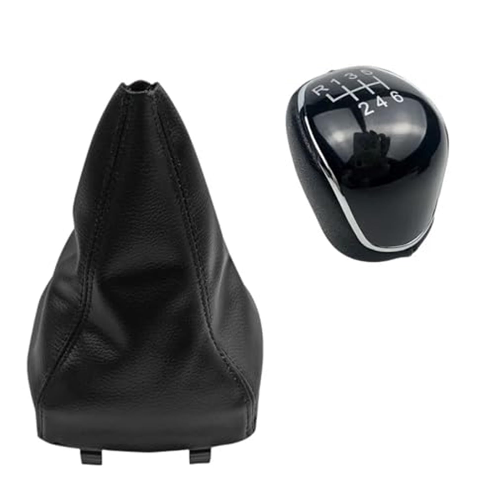 XEBRAD 5/6-Gang-Schaltknauf, Gamasche, Manschette, Hebel, Handballenabdeckung, for Ford, for Mondeo, 4 IV Mk4 2007–2014 Schaltsackabdeckung fürs Auto(Black Black 6 Speed 2pcs) von XEBRAD