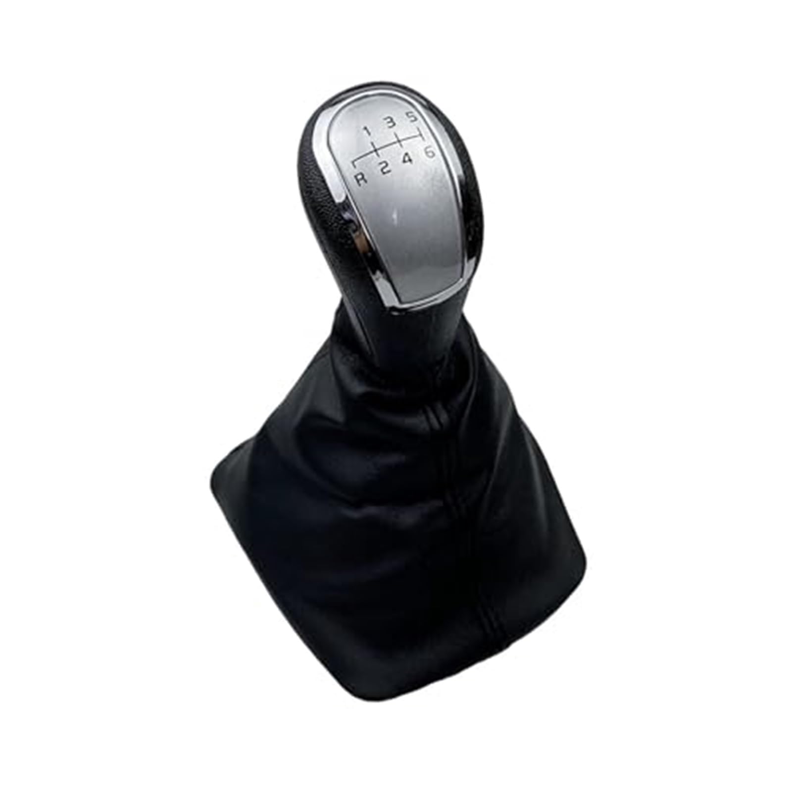 XEBRAD 5 6 Gang 12 mm Schaltknauf Gamasche Kofferraumabdeckung, for Skoda, for Octavia, A5 A6 2004–2012, manueller Hebel, Schalthebel, Griffstift Schaltsackabdeckung fürs Auto(Black 6 Speed Silver) von XEBRAD
