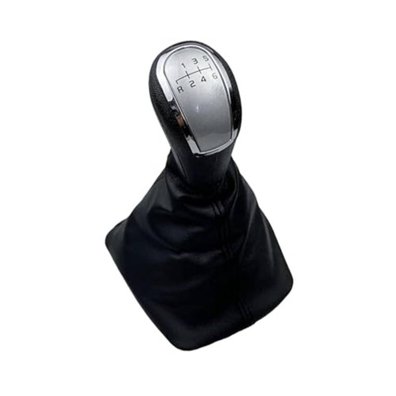 XEBRAD 5 6 Gang 12 mm Schaltknauf Gamasche Kofferraumabdeckung, for Skoda, for Octavia, A5 A6 2004–2012, manueller Hebel, Schalthebel, Griffstift Schaltsackabdeckung fürs Auto(Black 6 Speed Silver) von XEBRAD