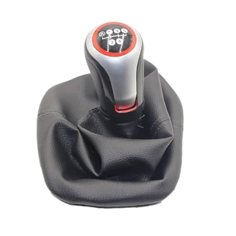 XEBRAD 5 6 Gang Schaltknauf Hebel Schaltmanschette PU-Leder, for Seat, Leon Toledo 1999-2001 Schaltknauf Schaltsackabdeckung fürs Auto(Black R12345 Speed Type 2) von XEBRAD