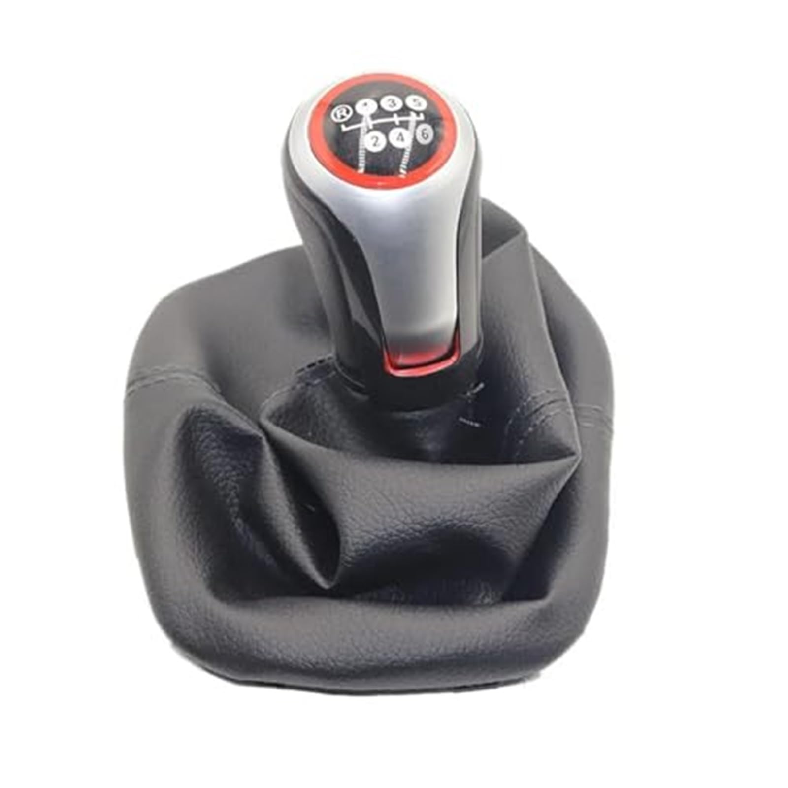 XEBRAD 5 6 Gang Schaltknauf Hebel Schaltmanschette PU-Leder, for Seat, Leon Toledo 1999-2001 Schaltknauf Schaltsackabdeckung fürs Auto(Black R123456 Speed Type 2) von XEBRAD