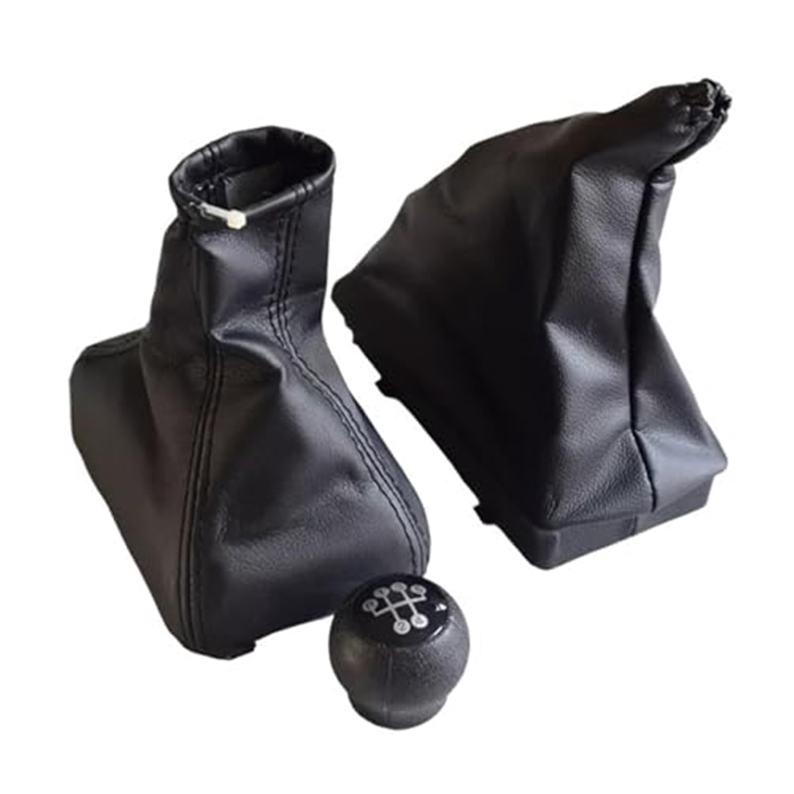 XEBRAD Auto-Handbrems-Schaltknauf-Abdeckung, for Vauxhall, for Opel, Corsa C Combo 01–06, Schalthebelmanschette, Leder, Auto-Dekor, Autozubehör Schaltsackabdeckung fürs Auto(Black Combo 3Pcs) von XEBRAD