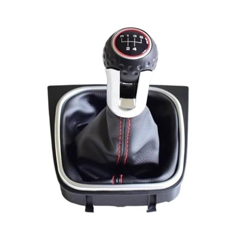 XEBRAD Auto-Schaltknauf-Abdeckung, for VW, Golf, 6 MK6 GTI GTD R20 2009–2013, Gamasche, Kofferraum-Griffstift Schaltsackabdeckung fürs Auto(Black 5 Speed) von XEBRAD
