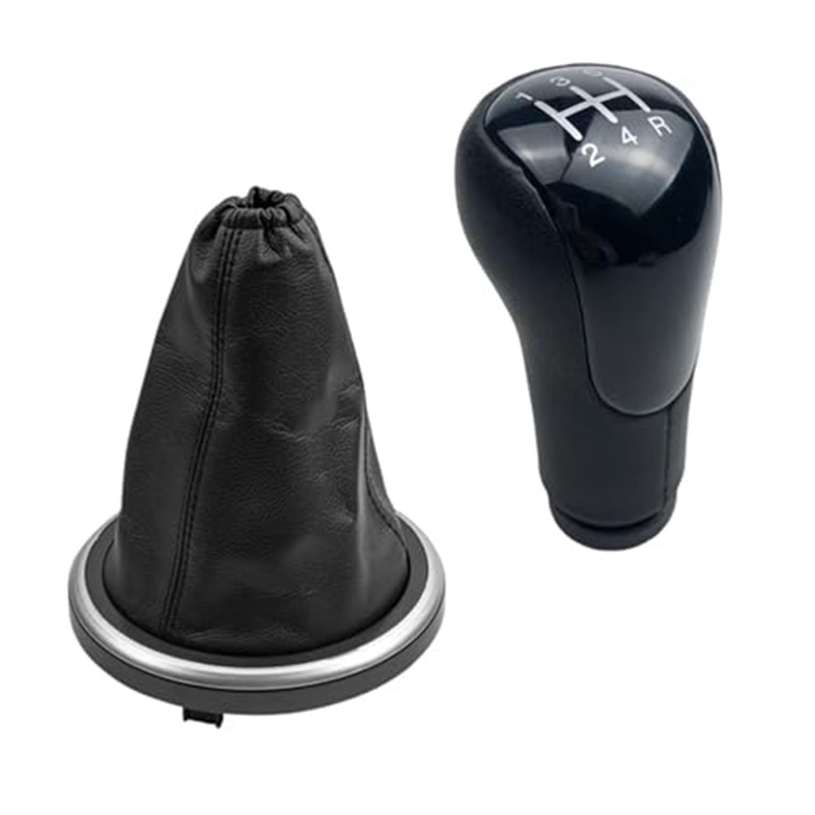 XEBRAD Auto-Schaltknauf-Gamaschenmanschettenabdeckung, for Ford, for Fiesta, MK6 Fusion Transit Connect 2002-2008, Gehäusekragen Schaltsackabdeckung fürs Auto(Black 5 Speed Black Case) von XEBRAD