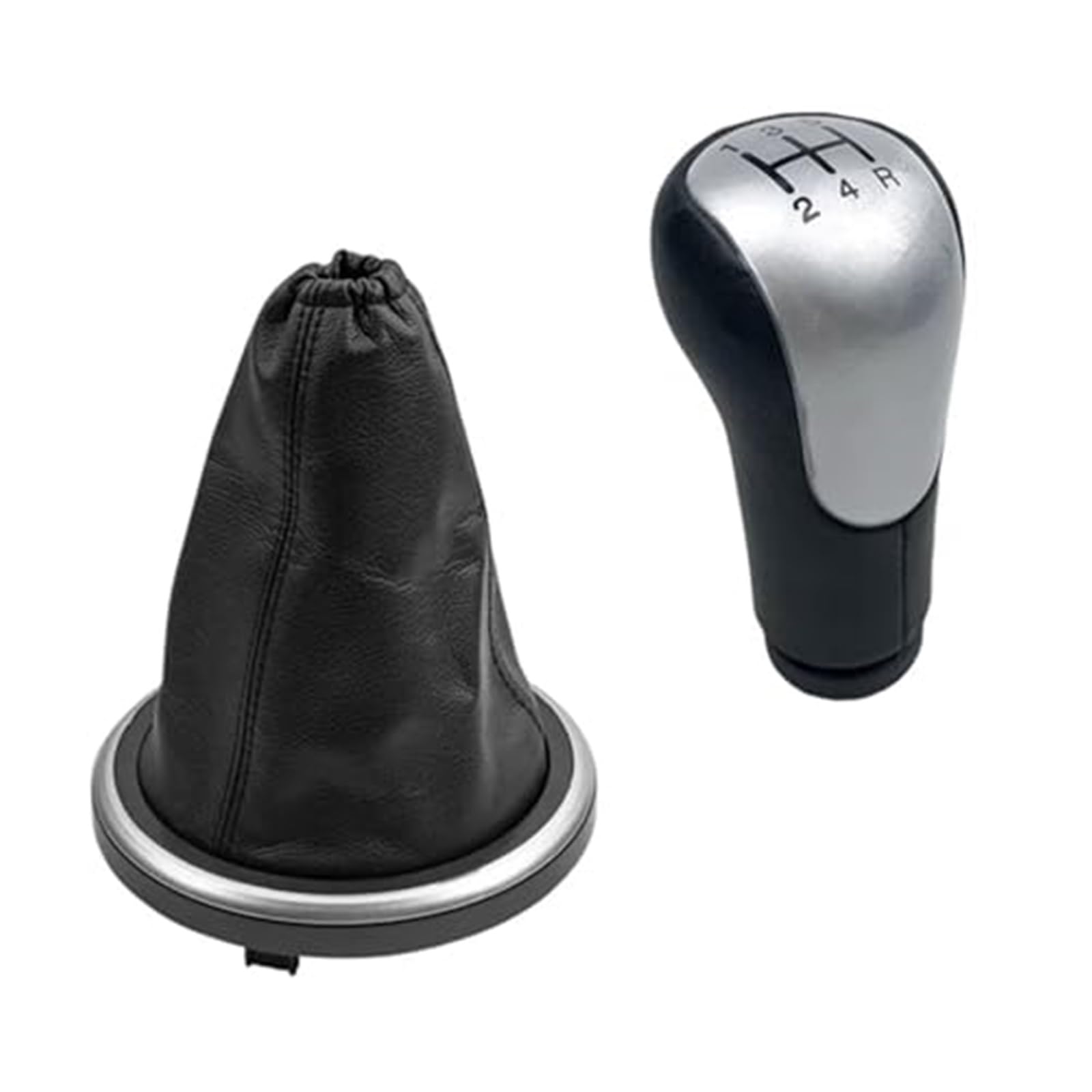 XEBRAD Auto-Schaltknauf-Gamaschenmanschettenabdeckung, for Ford, for Fiesta, MK6 Fusion Transit Connect 2002-2008, Gehäusekragen Schaltsackabdeckung fürs Auto(Black 5 Speed Silver Case) von XEBRAD