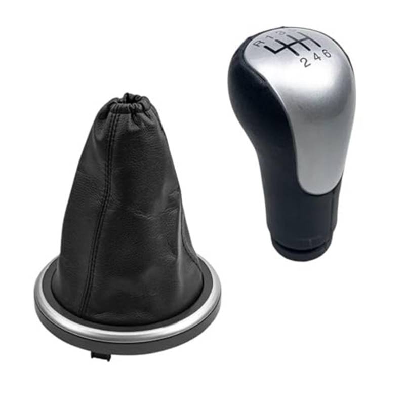 XEBRAD Auto-Schaltknauf-Gamaschenmanschettenabdeckung, for Ford, for Fiesta, MK6 Fusion Transit Connect 2002-2008, Gehäusekragen Schaltsackabdeckung fürs Auto(Black 6 Speed Silver Case) von XEBRAD