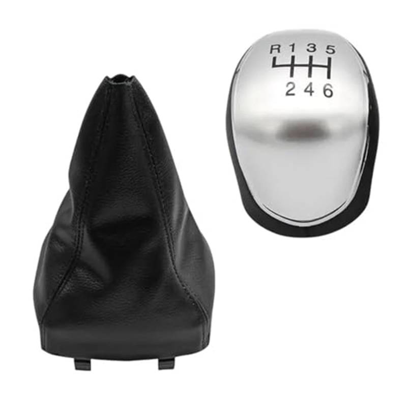 XEBRAD Auto-Schaltknauf-Gamaschenmanschettenabdeckung, for Ford, for Mondeo, 4 Mk4 IV 2007–2014, staubdichter Gehäusekragen Schaltsackabdeckung fürs Auto(Black Silver 6 Speed 2pcs) von XEBRAD