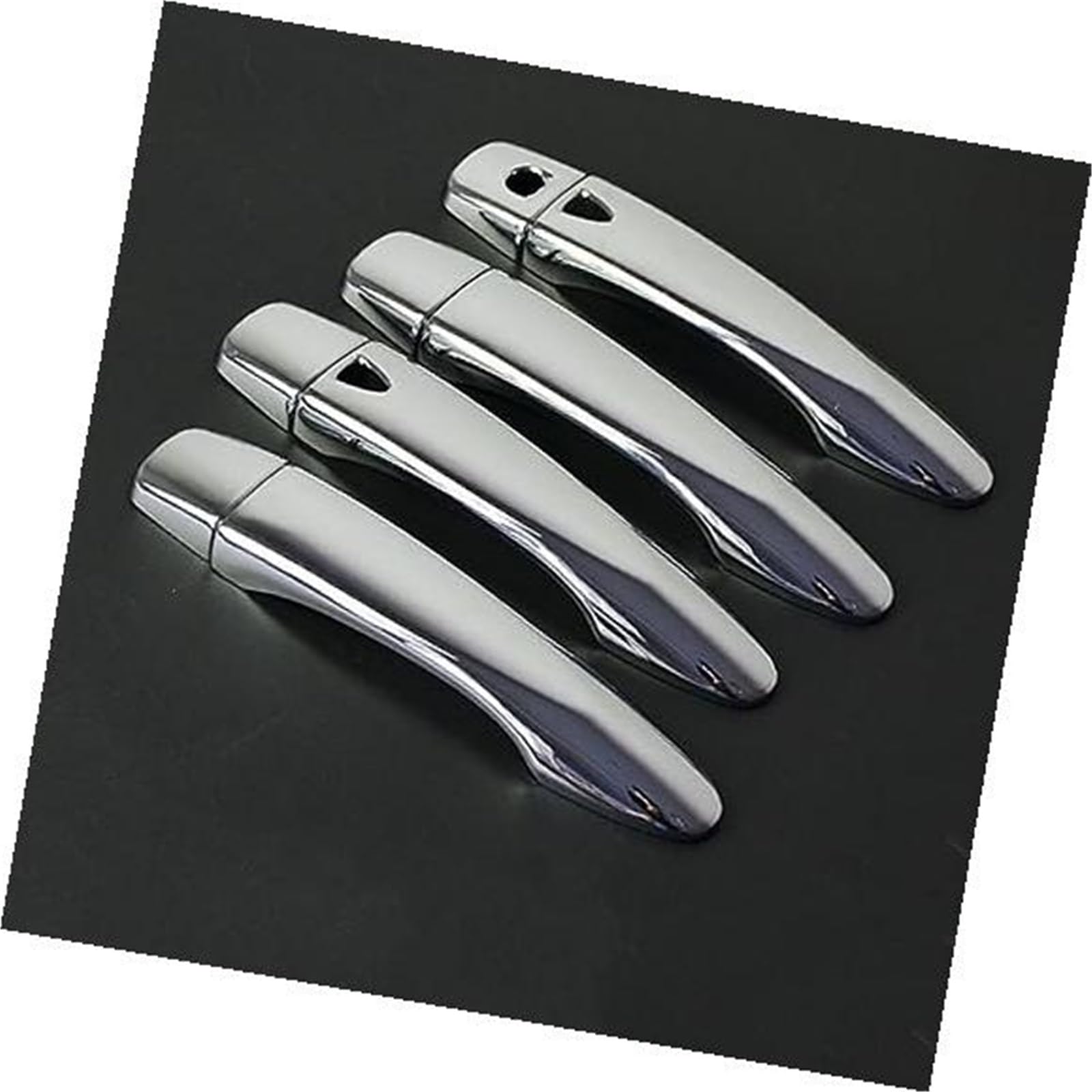 XEBRAD Carbonfaser-Chrom-Türgriffabdeckung, for Nissan, Sentra 2014 2015 2016 2017 2018 2019 Fangkappen-Zierleisten-Zubehör Autotürgriffabdeckung(Silver 2 Buttons) von XEBRAD