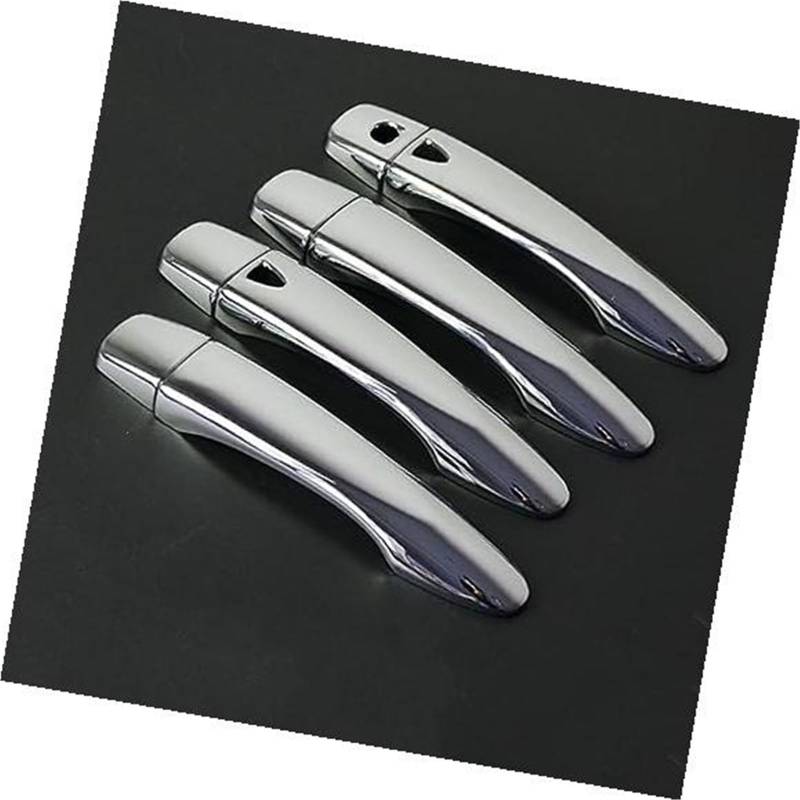 XEBRAD Carbonfaser-Chrom-Türgriffabdeckung, for Nissan, Sentra 2014 2015 2016 2017 2018 2019 Fangkappen-Zierleisten-Zubehör Autotürgriffabdeckung(Silver 2 Buttons) von XEBRAD