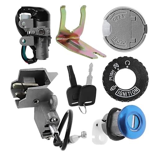 XEBRAD GY6 Zündschloss-Schlüsselschloss-Set, Tankdeckel-Set, for Sitz, Schlossfeldschloss mit Kabel mit 2 Schlüsseln, for 49cc 50cc 60cc 72cc 82cc 125cc 150cc Gy6 Scooter TaoTao Peace Roketa Jonway NS von XEBRAD