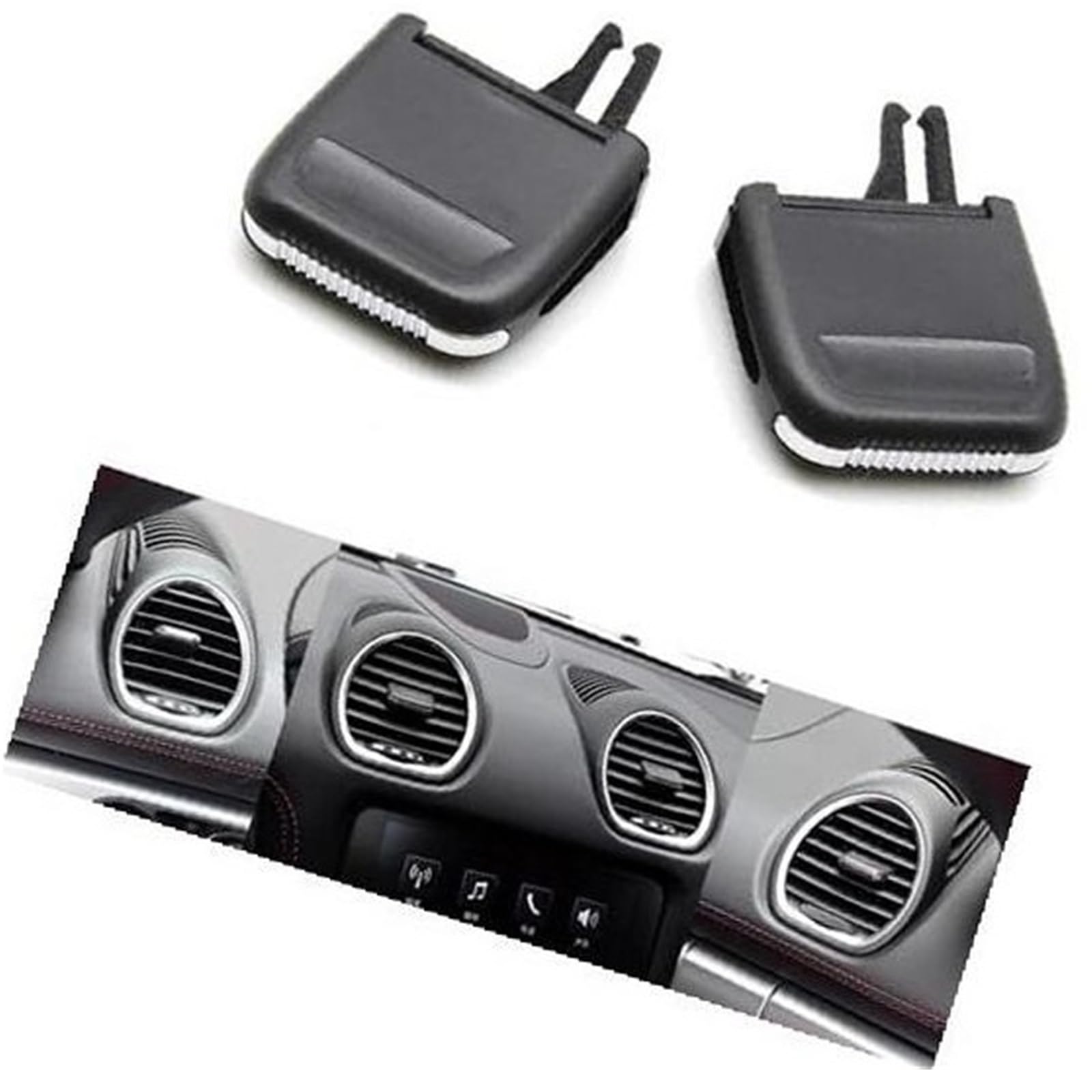XEBRAD Innenraum Auto Front Klimaanlage AC Vent Grille Tab Clip Slider Reparatursatz, for Boxster, for Cayman 2016-2021 Auto-Lüftungsclip(Black 2 pcs) von XEBRAD